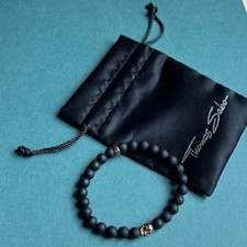 Thomas Sabo Skull-Armband aus Obsidian-Kugeln  L.15.5
