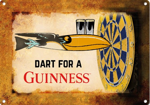 Blechpostkarte guinness dart - blechpostkarte,