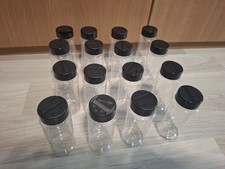 Gewürzdosen Gewürzbehälter 16 Stück je 150ml Plastik mit schwarzem Schraubdeckel