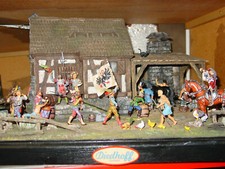 Elastolin -Diedhoff Diorama, komplett Haus + Schmiede + Figuren,7 cm ,schön, top