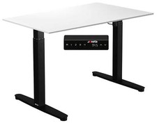 Elektrisch höhenverstellbar EXETA Tisch Schreibtisch schwarz + Tischplatte weiß