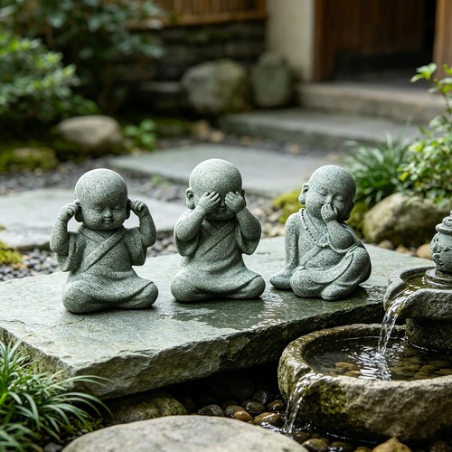 3pcs mini monk - monk, statues