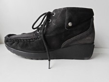 WOLKY* Damen Schnürboots Stiefeletten Gr. 40 Schwarz Leder
