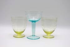 3 Ikea Glas "Pralin" gelb blau geschnittener Weinbecher Trinkglas von Pia Eldin