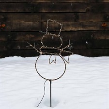 LED Gartenstecker Schneemann schwarz 56 LED classic warm 22x90cm Timer Batterie