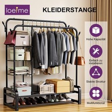 Schwerlast Garderobenständer Metall Kleiderständer 2 Kleiderstange 110*152*52 cm
