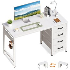 Kleiner Schreibtisch mit 4 Schubladen, 100x48x75.7cm Computertisch Umkehrbare...