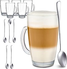 6 Latte Macchiato Gläser mit 6 Löffel Eiskaffee Glas Kaffee Tee Tasse 300ml Set