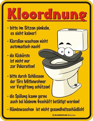 Schild kloordnung witzige - kloordnung,