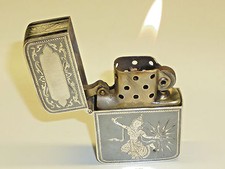 VINTAGE SIAM STERLING SILVER CASE WITH ZIPPO LIGHTER INSERT PAT. 2032695- RARE