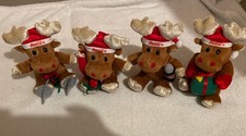 4x Coca Cola Rentier Elch mit Mütze und Beutel Stofftier Kuscheltier ca. 13cm 