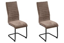 Esszimmerstühle 2er Set Freischwinger Schwingstühl Küchenstuhl Metall Cord Braun