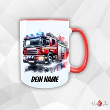 Personalisierte Keramik Tasse mit Namen – Feuerwehr Motiv | Geschenkidee_0063T