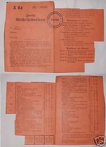 Zweite reichskleiderkarte - zweite,