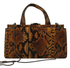 Lamarthe Damen Abendtasche Klein Braun Beige Schwarz Reptil Muster