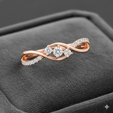 18K Rotgold Verlobungsring rund 025 Karat Lab Created Diamant Band 4 4,5 5 6