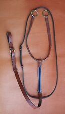 Martingal rundgenäht + Elastik, cognac braun + Messingbeschlag, Warmblut verstel