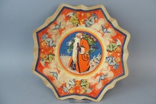 orig. alter Gabenteller - Pappteller - Weinachtsteller - Weihnachtsmann Motiv