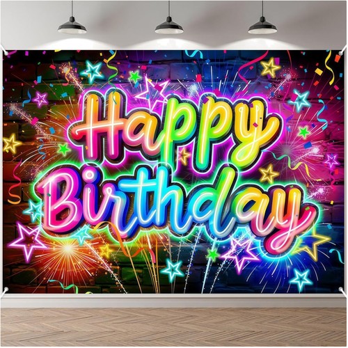 Neon geburtstag banner happy - neon,
