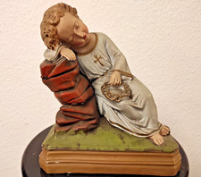 Alte Statue "Schlafendes Jesuskind mit Dornenkrone" - Vintage ca. 1930
