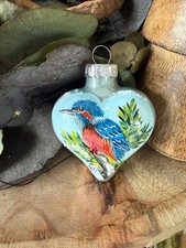 Glaskugel,Christbaumkugel,Herz,Vogel,5cm,Weihnachtskugel,Eisvogel,handbemalt