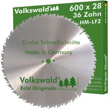 Volkswald® HM-Sägeblatt LFZ 600 x 28 mm Z= 36 Tischkreissäge  Brennholz