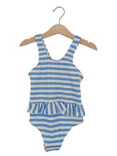 Tchibo Mädchen Badeanzug Gr. 116 Blau Gestreift Maritim Sommer Rüschen