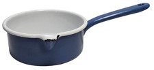 Riess Stielkasserolle 16 cm - Emaile, großer Ausguss, 1 l, Blau (1122 A3)