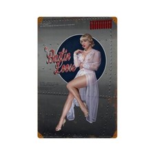 Bustin Loose Flugzeug Nose Art Pin Up USA Vintage Retro Sign Blechschild Schild
