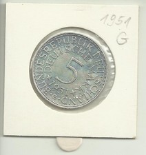 5 DM 1951 G Deutsche Mark BRD Silberadler Heiermann 625 Silber