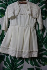 Vintage Mädchenkleid gr. 128 mit Bolero Kleid und Bolero mit edler Lochstickerei