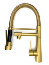 Küchenarmatur 3 Wege 360° drehbar Wasserhahn mit Brause Farbe Gold gebürstet