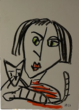 expressive Frau Katze Portrait
