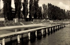 Ak Zwickau in Sachsen, Holzsteg am Wasser, Bäume, Gebäude im... - 4767248