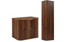 Badmöbel SET Waschtischunterschrank Unterschrank 60 cm + Hochschrank Dunkelbraun