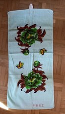 Chinesisches Handtuch DDR-60er/70er Jahre, mintgrün, Blumengemustert, neu