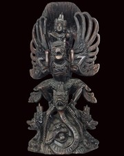 Vintage Bali Holzfigur 1950er - Vishnu reitet Garuda - Hindu Skulptur