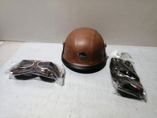 Motorradhelm MtQcBdHy Jethelm Retro in Braun Größe M