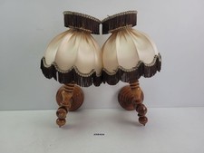 2x Wandlampen Wandleuchten DDR Holzhalterung Stoffschirm alt vintage #258425