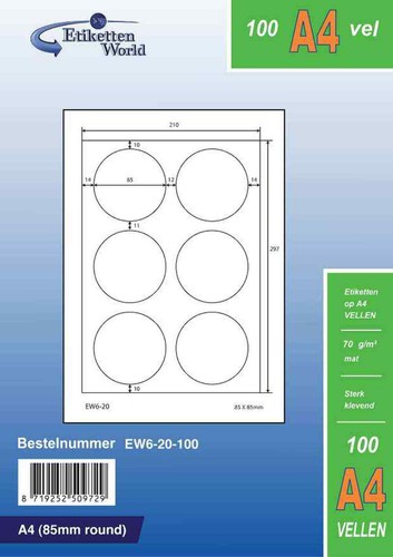 Universaletiketten 85mm rund