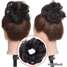 Damen 100% REMY Echthaar Dutt Haargummi Extensions Haarteil Haarknoten Messy Bun