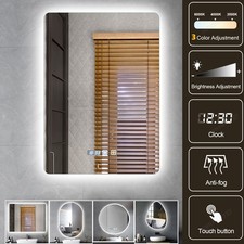 60/80cm LED Badspiegel mit Uhr