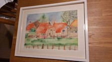 Wandbild HOLLAND Aquarell von ERIKA WITTWAR hochwertig gerahmt weißerHolzrahmen 