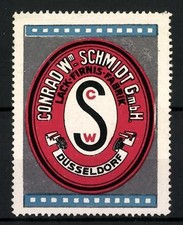 Reklamemarke Lack-Firnis-Fabrik Conrad W. Schmidt GmbH, Düsseldorf, Firmenlogo 
