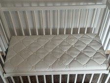 Kinderbett / Beistellbett / Babybett 2in1 120x60 cm weiss mit Matratze