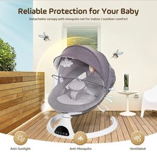 Elektrische Wippe Babywippe Schaukel Wiege mit Musik und Fernbedienung Grau