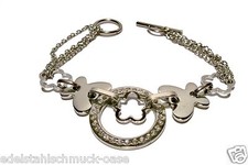 ARMBAND EDELSTAHL TRACHTENARMBAND DAMEN SILBERFARBEN ZIRKONIA