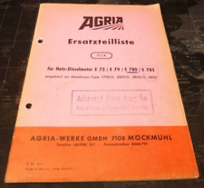 Orig.Agria Ersatzteilliste für Hatz Dieselmotor E75/E79/E780/E785