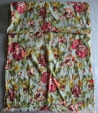 Schal 186 x 50 cm Rosendekor transparent mit Fransen Vintage Nachlass rechteckig