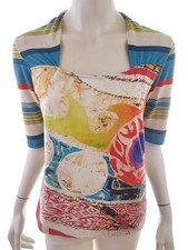 💚 AVENTURES DES TOILES Bluse für Damen Bunt 42 Kurzer Ärmel Quadrat-Ausschni...